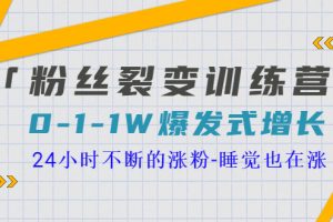 (3263期)「粉丝裂变训练营」0-1-1w爆发式增长,24小时不断的涨粉-睡觉也在涨-16节课