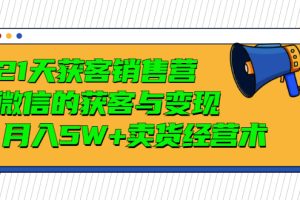 (2997期)21天获客销售营,带你微信的获客与变现 月入5W+卖货经营术