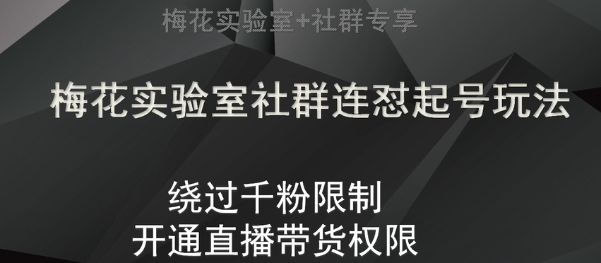 梅花实验室社群连怼起号玩法,视频号绕过千粉限制,开通直播带货权限【揭秘】 梅花实验室社群连怼起号玩法,视频号绕过千粉限制,开通直播带货权限【揭秘】