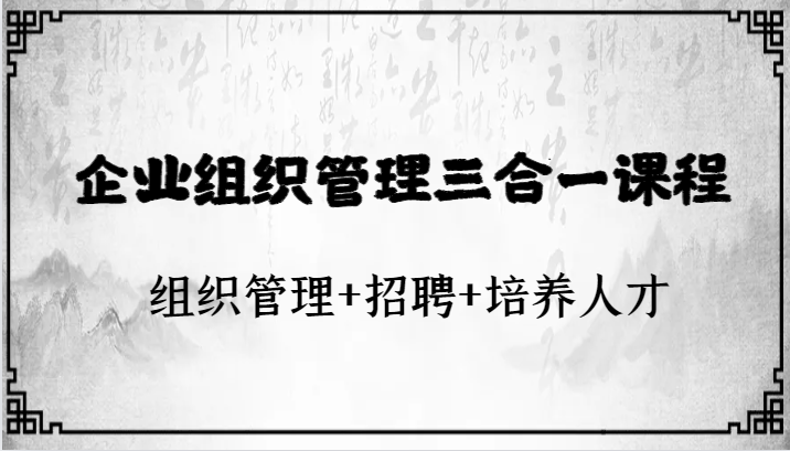 企业组织管理三合一课程:组织管理+招聘+培养人才 企业组织管理三合一课程:组织管理+招聘+培养人才