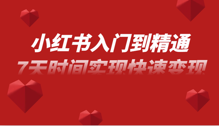 小红书入门到精通课,无货源电商实操运营,7天时间实现快速变现 小红书入门到精通课,无货源电商实操运营,7天时间实现快速变现