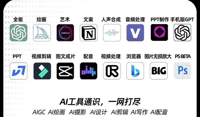 AIGC-全能特训营第3期:一次掌握14大主流AI工具,A1工具通识,一网打尽 AIGC-全能特训营第3期:一次掌握14大主流AI工具,A1工具通识,一网打尽