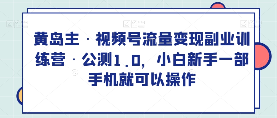 黄岛主·视频号流量变现副业训练营·公测1.0,小白新手一部手机就可以操作 黄岛主·视频号流量变现副业训练营·公测1.0,小白新手一部手机就可以操作