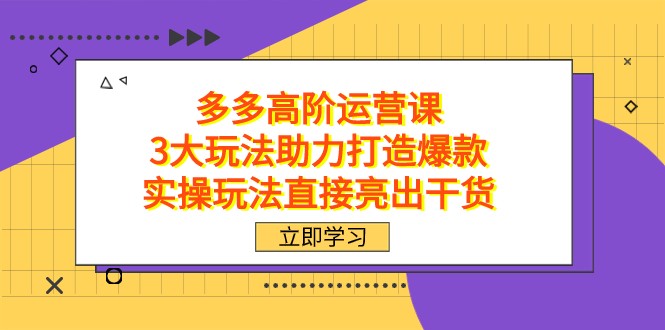拼多多高阶·运营课,3大玩法助力打造爆款,实操玩法直接亮出干货 拼多多高阶·运营课,3大玩法助力打造爆款,实操玩法直接亮出干货