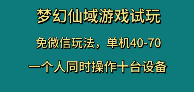 梦幻仙域游戏试玩,免微信玩法,单机40-70,一个人同时操作十台设备【揭秘】