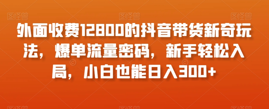 外面收费12800的抖音带货新奇玩法,爆单流量密码,新手轻松入局,小白也能日入300+【揭秘】