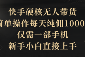 （9862期）快手硬核无人带货，简单操作每天纯佣1000+,仅需一部手机，新手小白直接上手