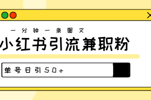 （10587期）爆粉秘籍！30s一个作品，小红书图文引流高质量兼职粉，单号日引50+
