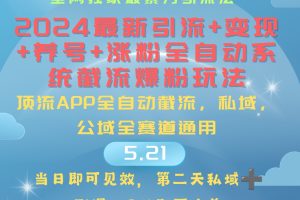（10643期）2024最暴力引流+涨粉+变现+养号全自动系统爆粉玩法