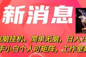 (10800期)最新电脑挂机,简单无脑,日入2000+适合新手小白个人可矩阵,工作室模…