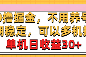 (10895期)0撸掘金,不用养号,长期稳定,可以多机操作,单机日收益30+