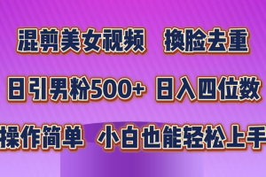 (10908期)混剪美女视频,换脸去重,轻松过原创,日引色粉500+,操作简单,小白也…