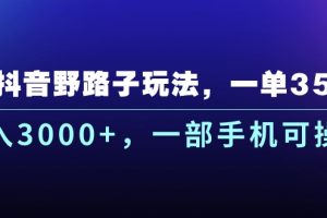(10909期)抖音野路子玩法,一单35.日入3000+,一部手机可操作