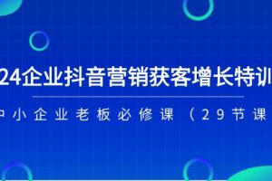 （11349期）2024企业抖音-营销获客增长特训营，中小企业老板必修课（29节课）
