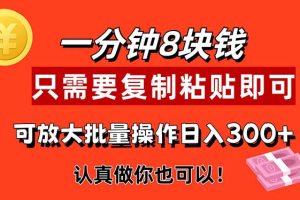 （11627期）1分钟做一个，一个8元，只需要复制粘贴即可，真正动手就有收益的项目