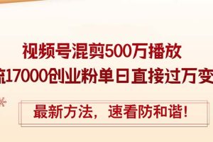 （12391期）精华帖视频号混剪500万播放引流17000创业粉，单日直接过万变现，最新方…