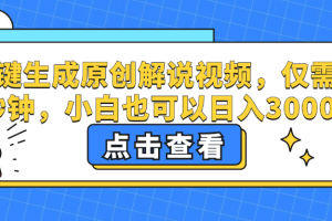 (12531期)一键生成原创解说视频,仅需十秒钟,小白也可以日入3000+
