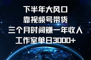 （12849期）下半年风口项目，靠视频号带货三个月时间赚一年收入，工作室单日3000+