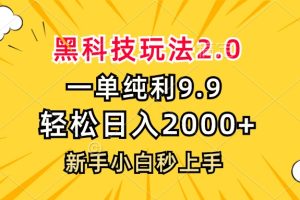 （13099期）黑科技玩法2.0，一单9.9，轻松日入2000+，新手小白秒上手