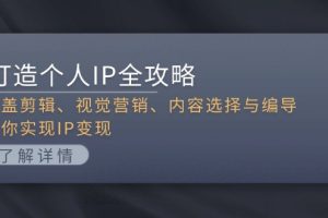 （13368期）打造个人IP全攻略：涵盖剪辑、视觉营销、内容选择与编导，助你实现IP变现