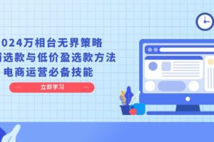 （13633期）2024万相台无界策略，店铺选款与低价盈选款方法，电商运营必备技能