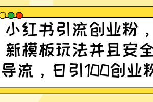 （14053期）小红书引流创业粉，新模板玩法并且安全导流，日引100创业粉