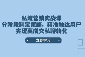 （14100期）私域营销实战课，分阶段制定策略，精准触达用户，实现高成交私聊转化