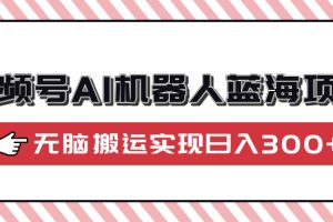 （14107期）视频号AI机器人蓝海项目，操作简单适合0基础小白，无脑搬运实现日入300+