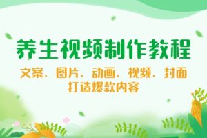 （14163期）养生视频制作教程，文案、图片、动画、视频、封面，打造爆款内容