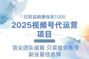 （14240期）2025视频号代运营 日躺赚1000＋ 只需提供账号