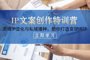 （14330期）IP文案创作特训营，灵魂IP显化与私域播种，助你打造变现闭环（14节课）