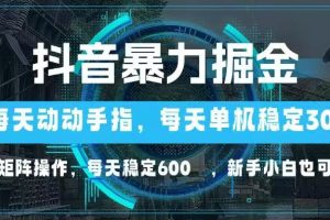 （14541期）抖音暴力掘金，动动手指就可以，单机30+，可矩阵操作，每天稳定600+，…