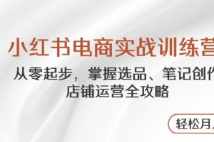 （14556期）小红书电商实战训练营，从零起步，掌握选品、笔记创作、店铺运营全攻略…