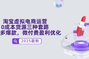 （14739期）淘宝虚拟电商运营，0成本货源三种套路，单店多爆款，微付费盈利优化