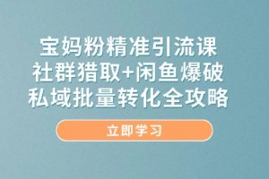 （14820期）宝妈粉精准引流课，社群猎取+闲鱼爆破，私域批量转化全攻略