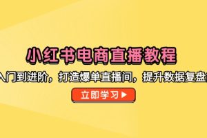 （14873期）小红书电商直播教程，从入门到进阶，打造爆单直播间，提升数据复盘能力