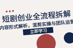 （15107期）2025短剧创业全流程拆解，爆款内容形式解析，混剪实操与团队运营指南