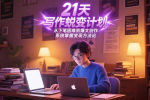 （15204期）21天写作蜕变计划，从下笔困难到爆文创作，系统掌握变现方法论