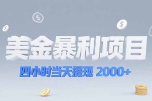 （15251期）美金暴利项目，四小时当天提现 2000+机会留给会选赛道的人