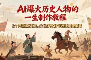 （15336期）AI历史人物赛道课程，2个月涨粉56万，含伙伴计划与收徒运营策略