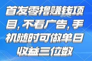 （15388期）零撸赚钱项目 不看广告 手机随时可做 单日收益三位数