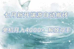 （15435期）7月新开端游自动搬砖项目，单机稳定月入4000+纯自动项目，上车即吃肉。