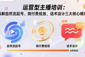 （15654期）运营型主播培训：拆解自然流起号、微付费投放、话术设计三大核心模块-8月