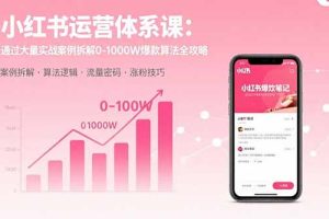 （15792期）小红书运营体系课：通过大量实战案例拆解0-1000W爆款算法全攻略