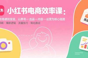 （15838期）小红书电商效率课：从账号搭建到变现，以养号-选品-内容-运营为核心链路