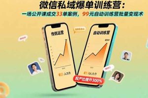 （15843期）微信私域爆单训练营：一场公开课成交33单案例，99元自动训练营批量变现术