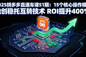 （16020期）2025拼多多直通车课51期：15个核心操作模块 独创稳托互转技术 ROI提升400%