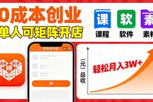 （16047期）拼多多虚拟电商，0成本，单人可矩阵开店，轻松月入3W+