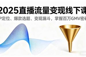 （16062期）2025直播流量变现线下课，IP定位、爆款选题、变现漏斗，掌握百万GMV密码
