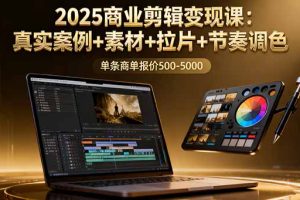 （16130期）2025商业剪辑变现课：真实案例+素材+拉片+节奏调色，单条商单报价500-5000